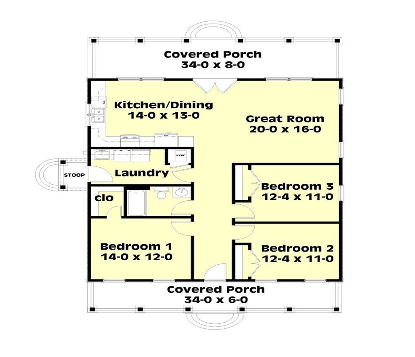 Cottage House Plan - 52556 - 1st Floor Plan