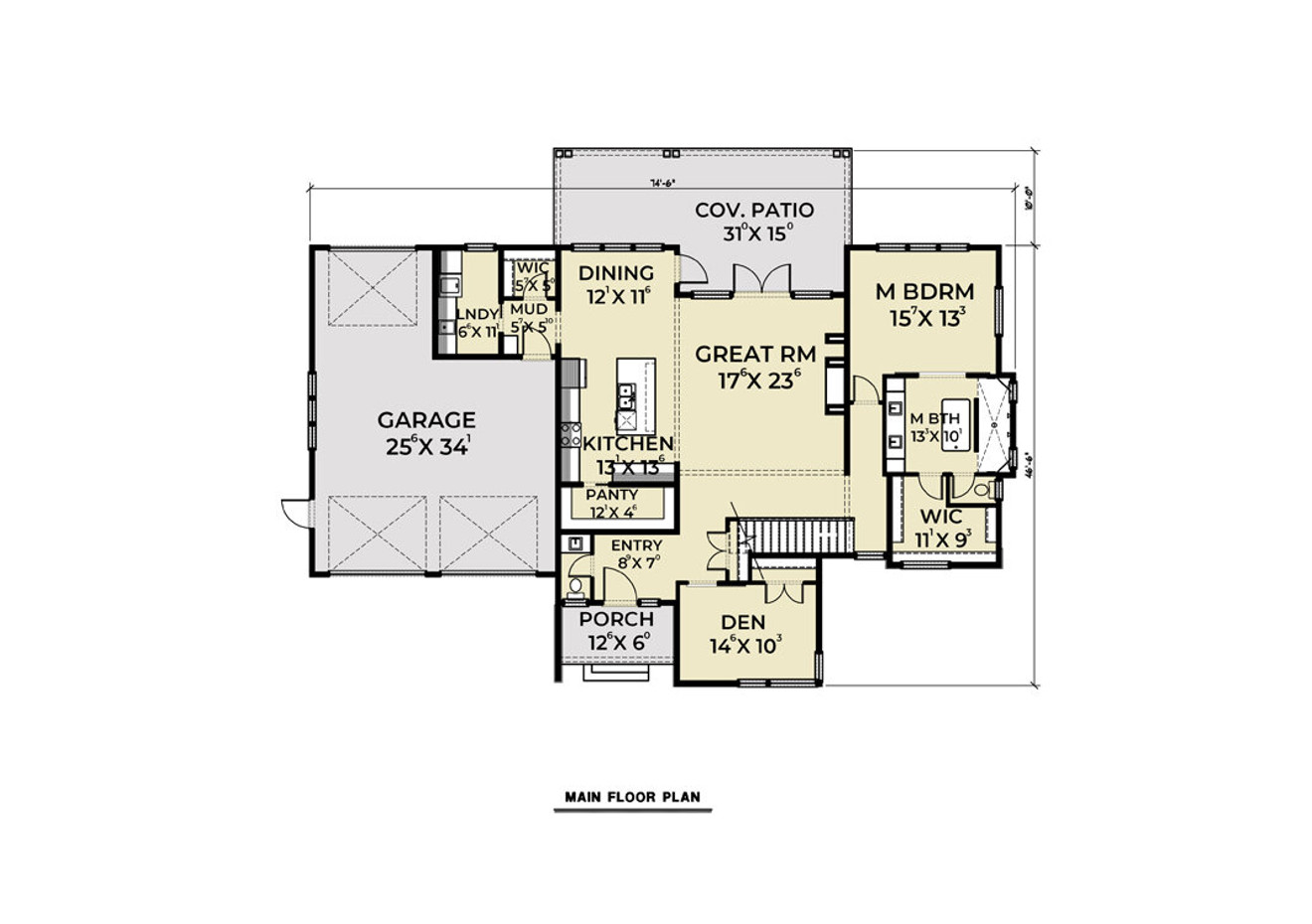 Modern House Plan - 52807 - 1st Floor Plan