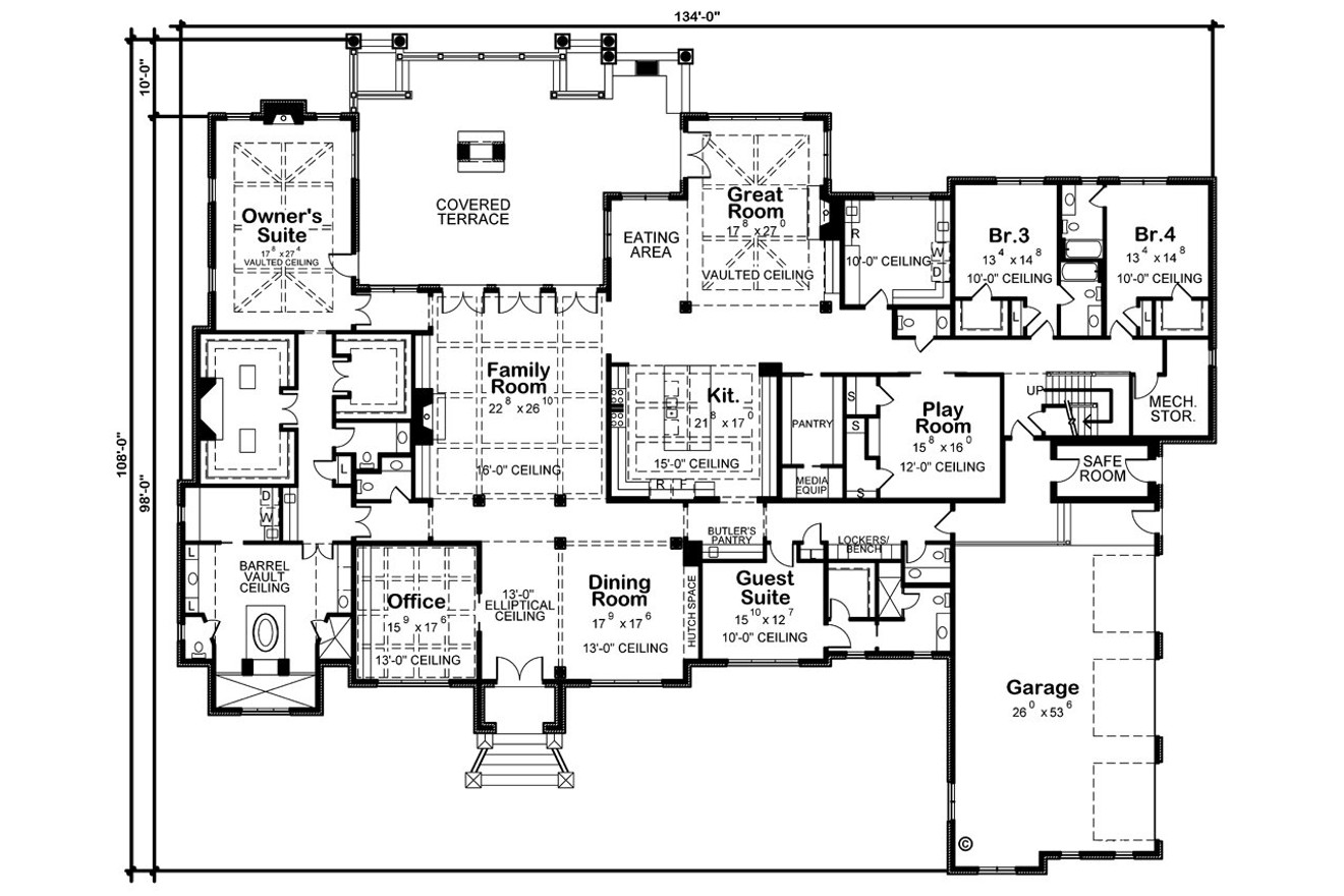 European House Plan - Rocky Top Manor 53023 - 1st Floor Plan
