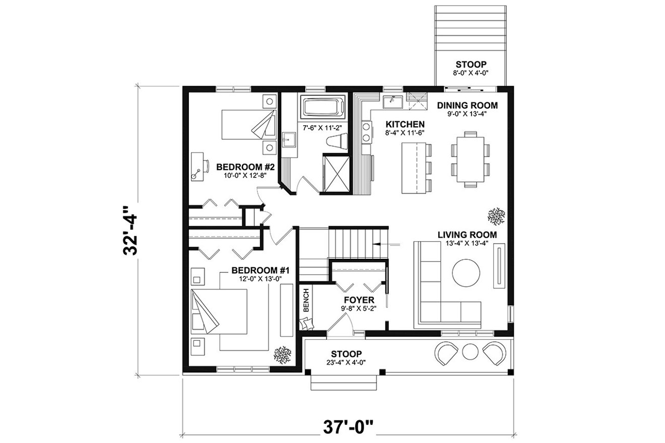 Ranch House Plan - Clarendon 53109 - 1st Floor Plan