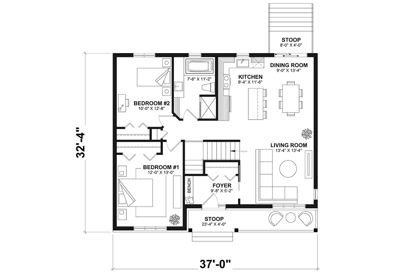 Ranch House Plan - Clarendon 53109 - 1st Floor Plan