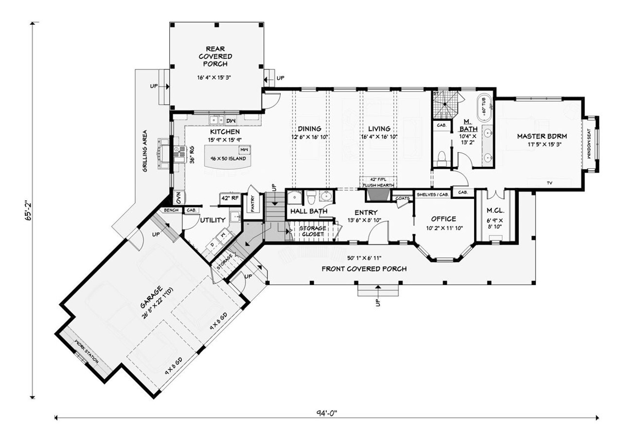 Farmhouse House Plan - 53161 - 1st Floor Plan