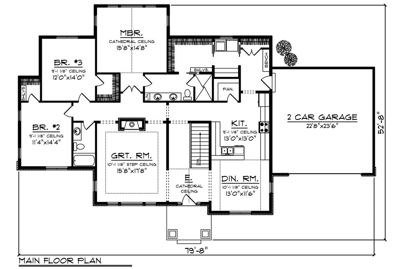 Ranch House Plan - 53301 - 1st Floor Plan
