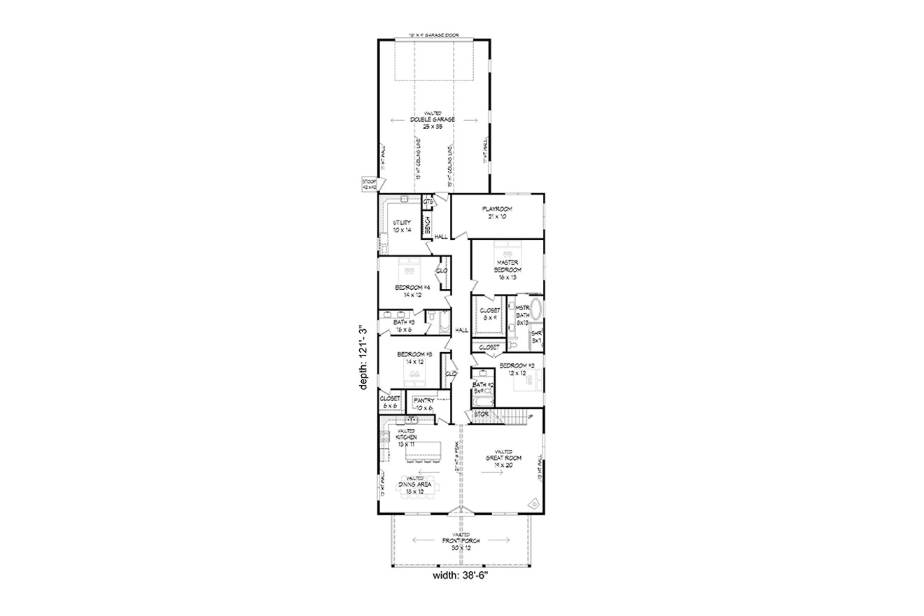 Craftsman House Plan - Pleasantville 2 53337 - 1st Floor Plan