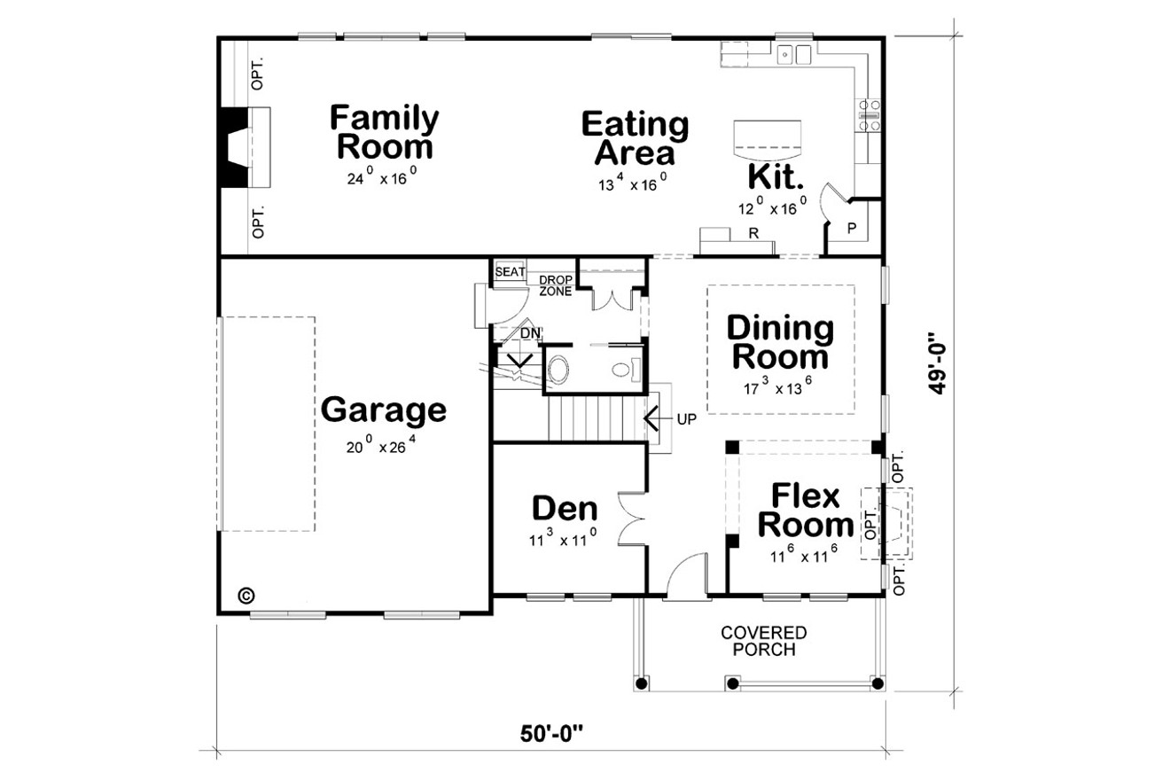 Traditional House Plan - Ambroz 53458 - 1st Floor Plan