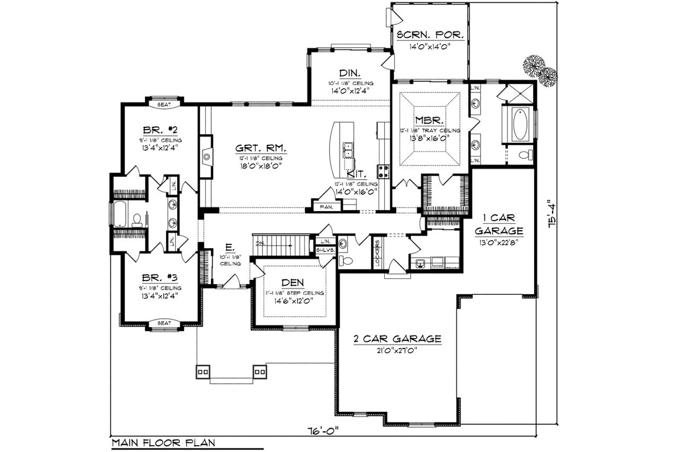 Traditional House Plan - 53593 - 1st Floor Plan
