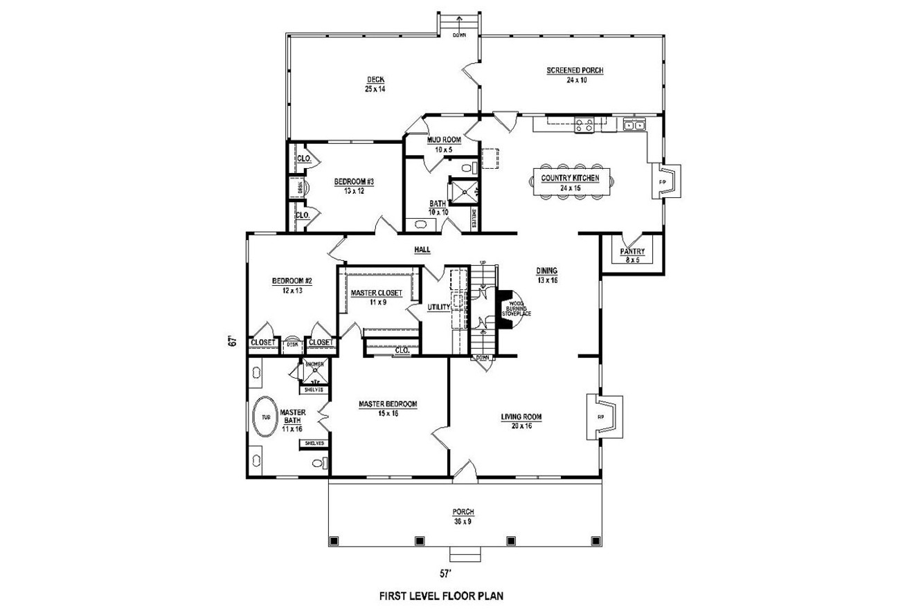 Country House Plan - 53689 - 1st Floor Plan