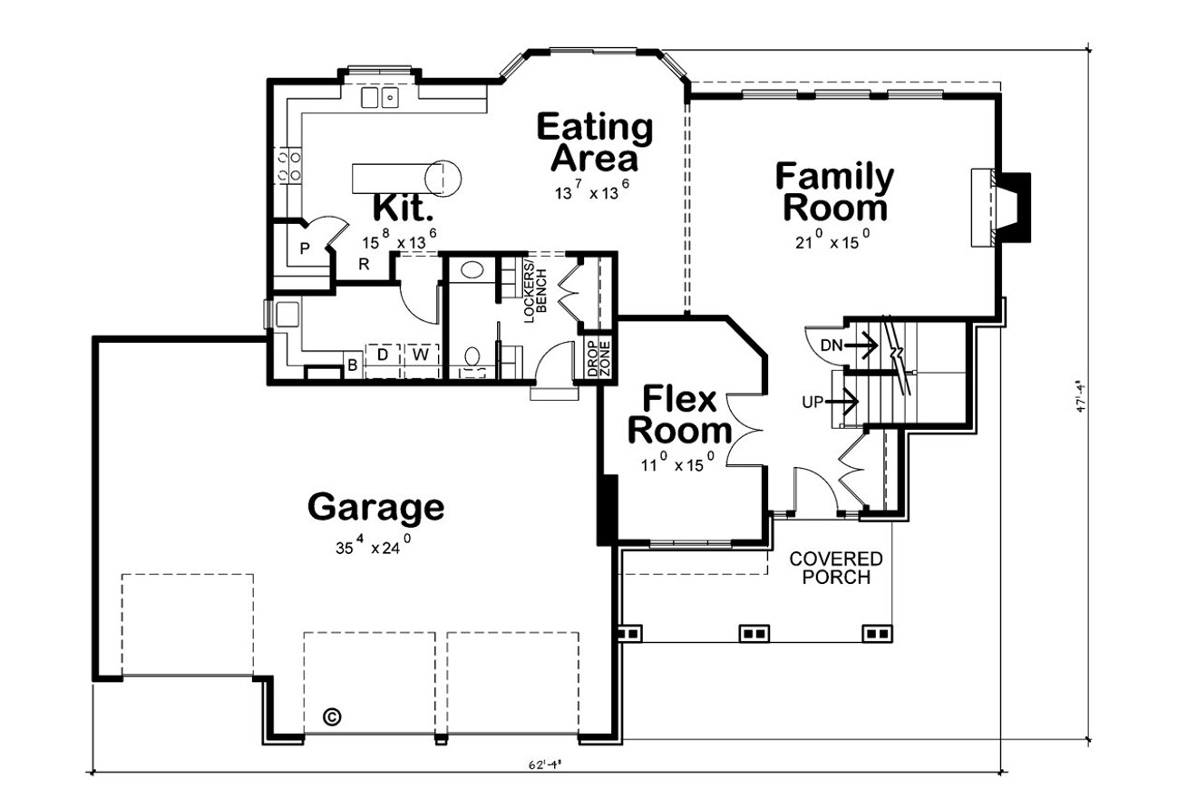 Craftsman House Plan - Reagan 53892 - 1st Floor Plan