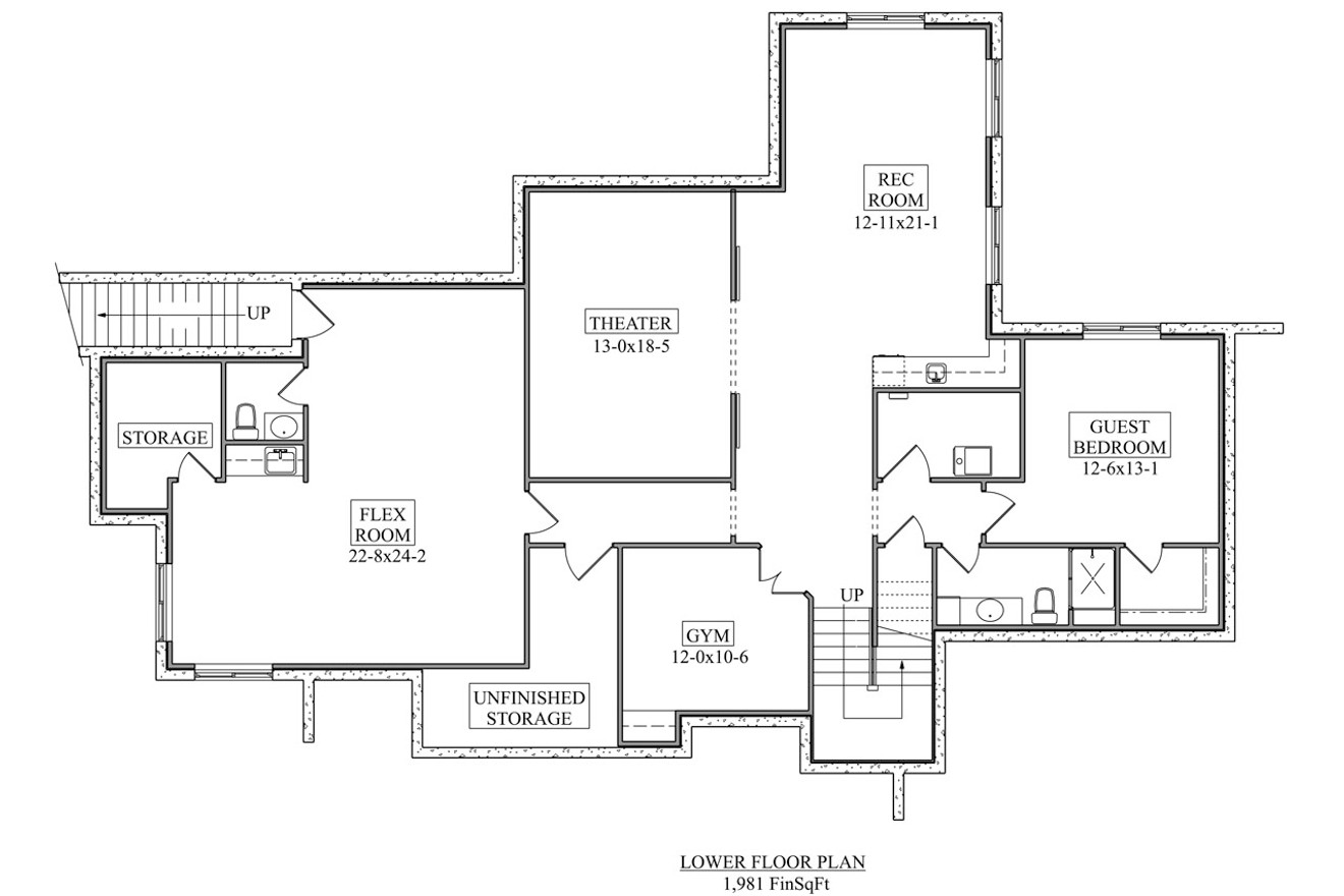 Craftsman House Plan - Dawson County 54031 - Basement Floor Plan