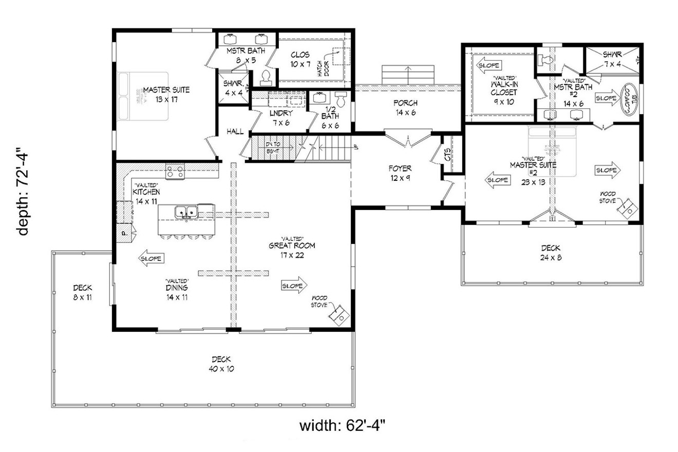 Craftsman House Plan - Lost Pine River 54254 - 1st Floor Plan