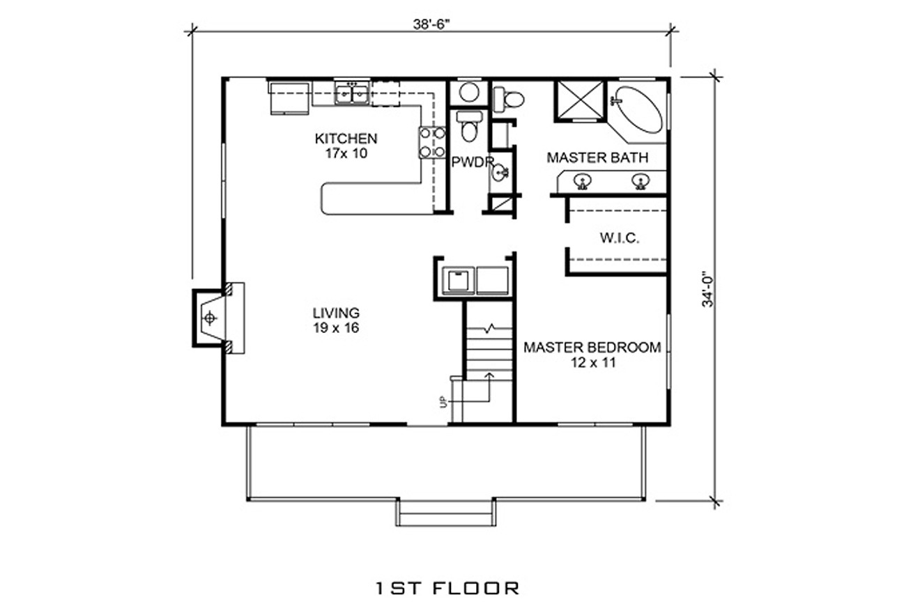 Bungalow House Plan - Cadiz 54657 - 1st Floor Plan