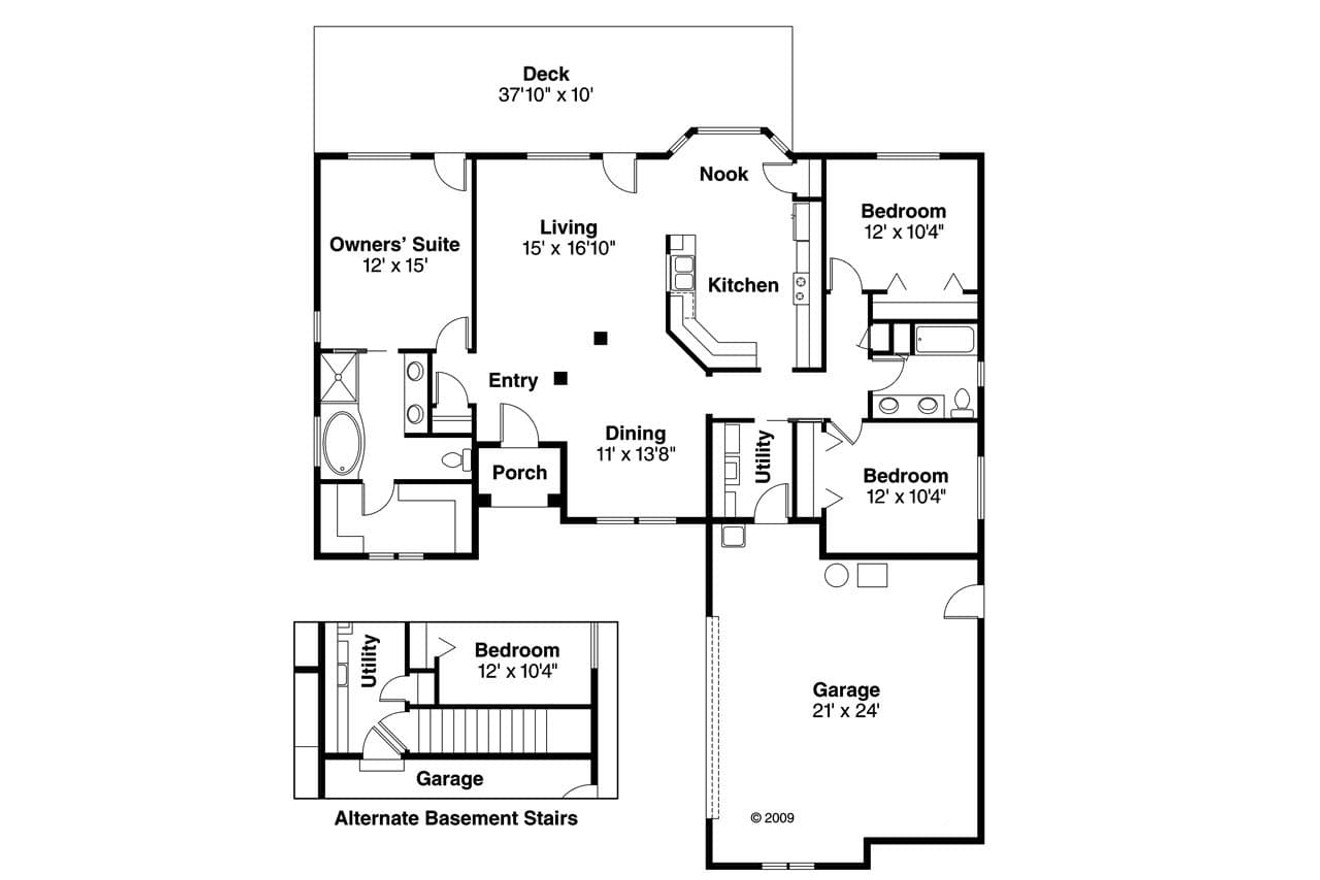 European House Plan - Whitmore 54756 - 1st Floor Plan