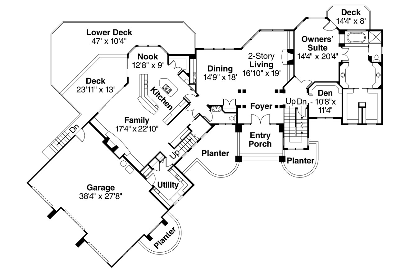 Mediterranean House Plan - Belle Vista 54763 - 1st Floor Plan