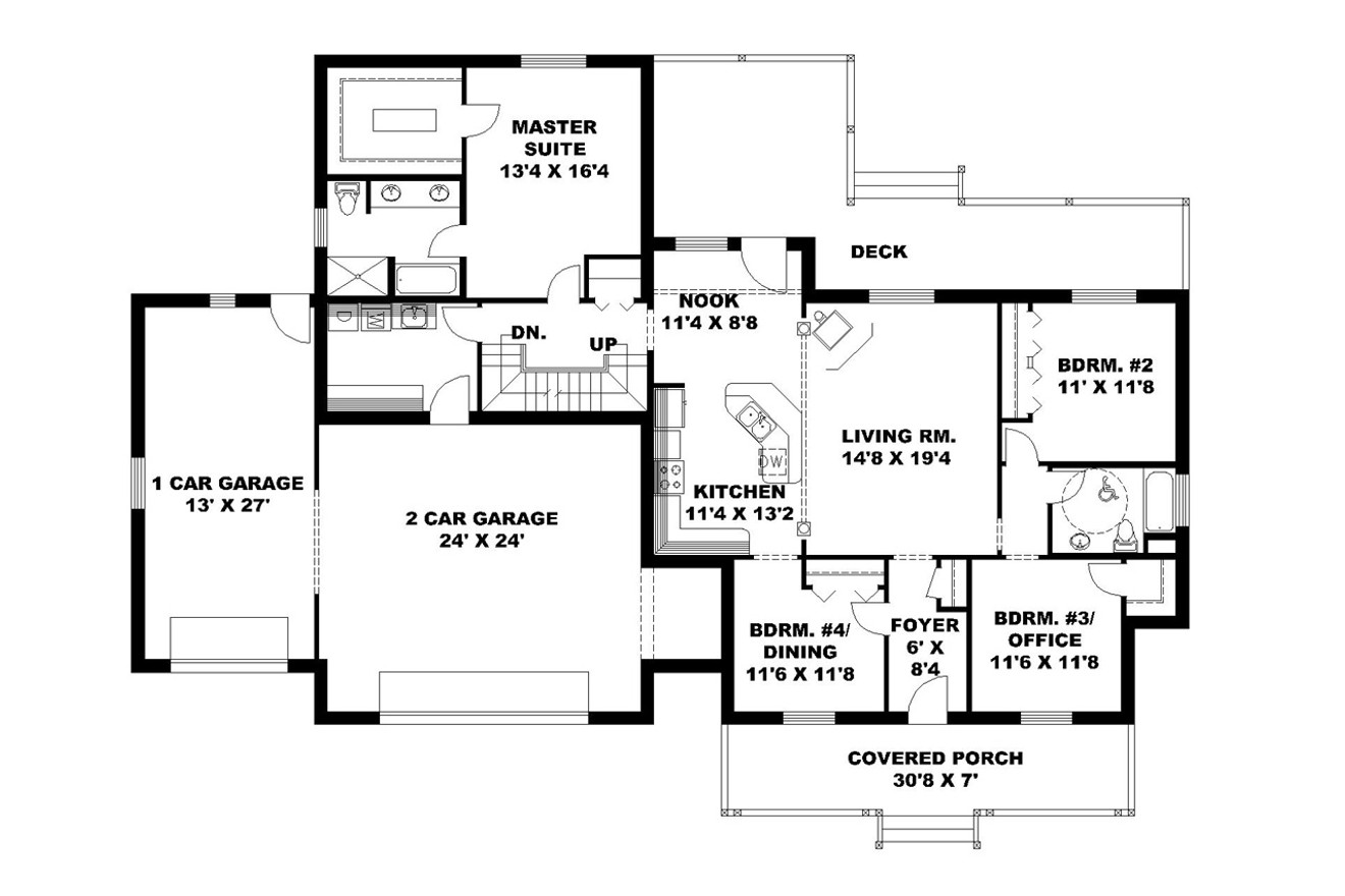 Traditional House Plan - 54848 - 1st Floor Plan