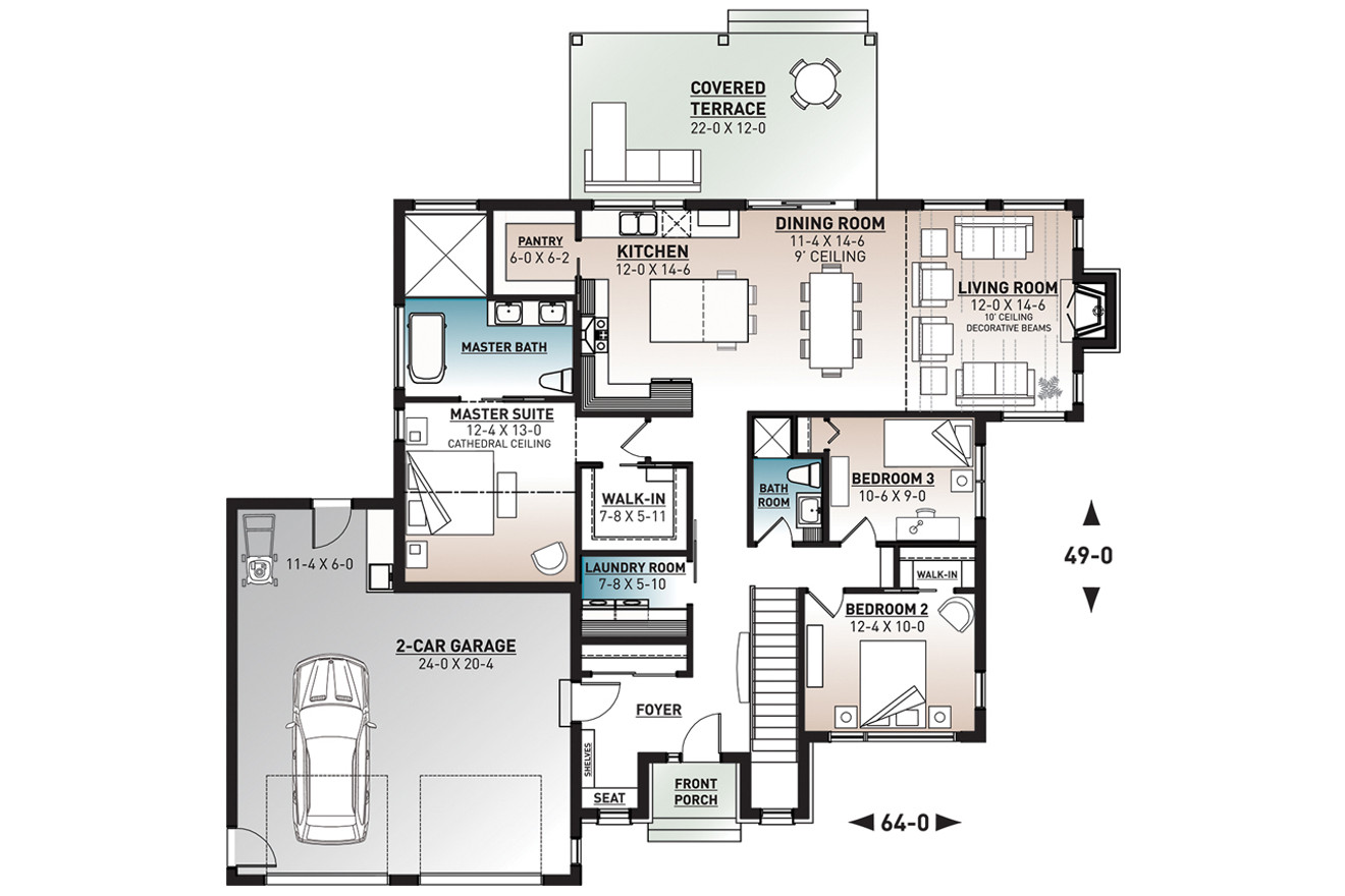 Modern House Plan - Hygge 54859 - 1st Floor Plan