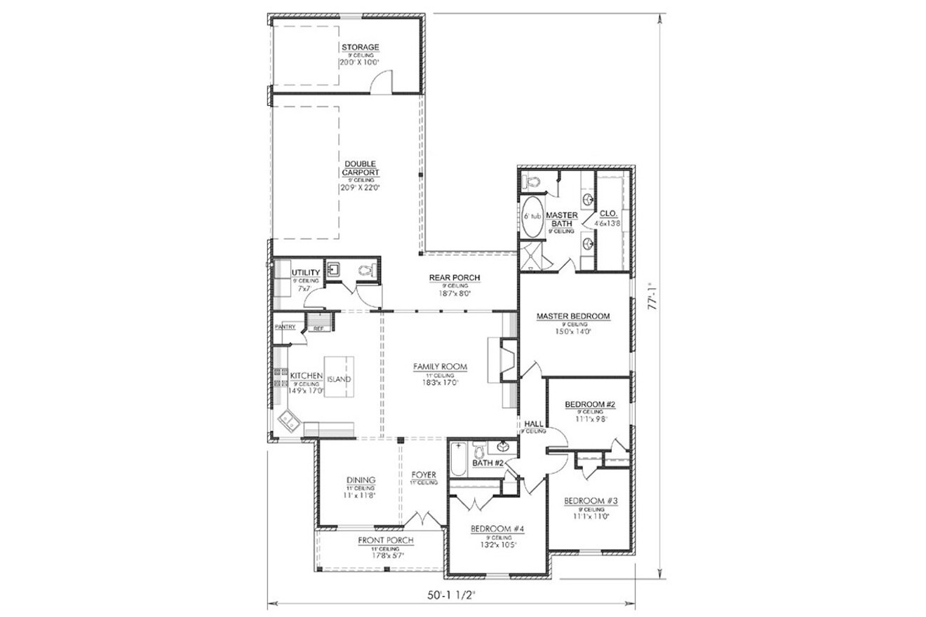 European House Plan - Evergreen 55193 - 1st Floor Plan