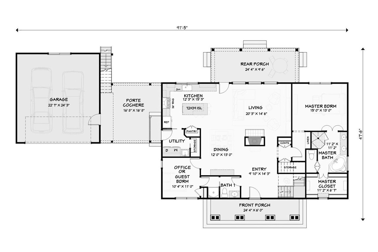 Farmhouse House Plan - 55313 - 1st Floor Plan