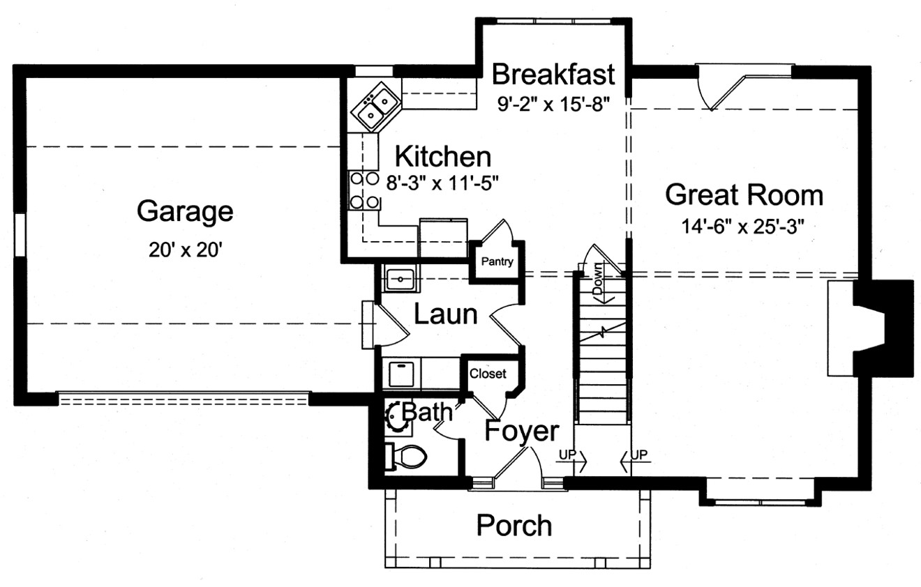 Traditional House Plan - Bedford 55332 - 1st Floor Plan