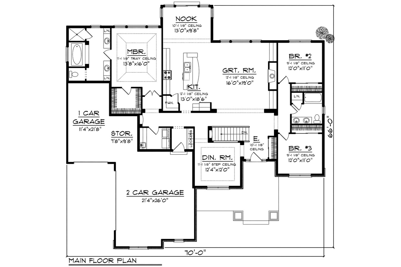 Ranch House Plan - 55356 - 1st Floor Plan