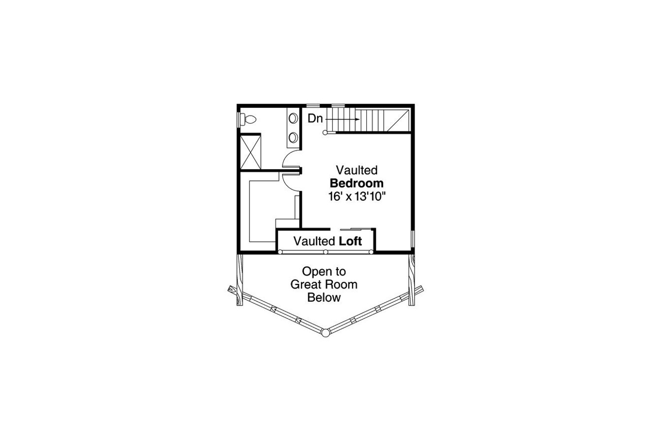 Secondary Image - A-Frame House Plan - Kodiak 55365 - 2nd Floor Plan