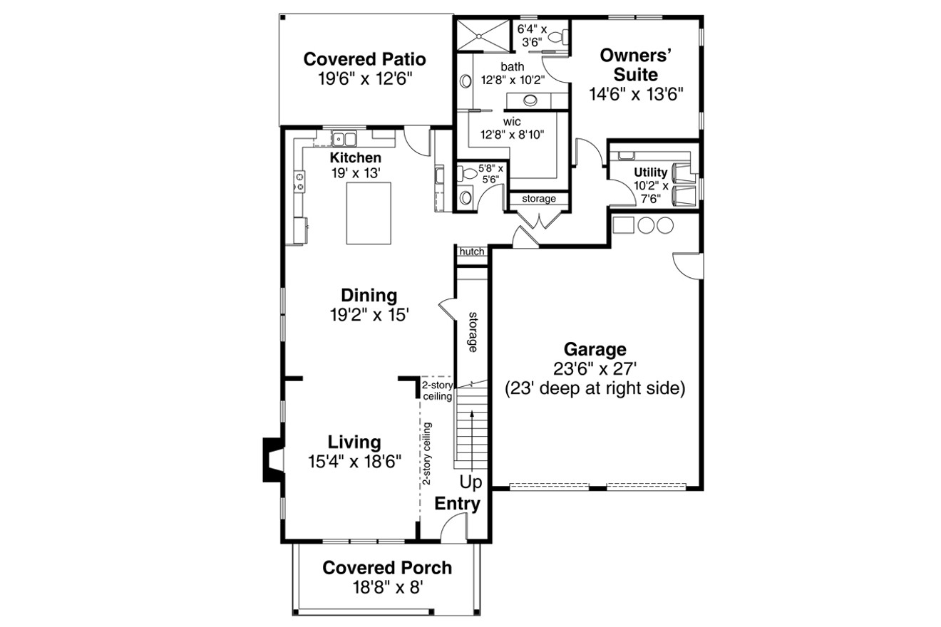 Traditional House Plan - Silverside 55535 - 1st Floor Plan