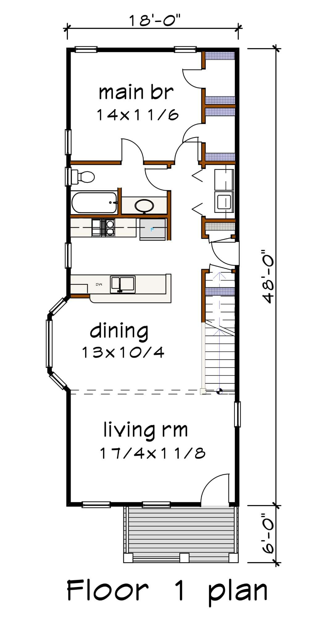 Cottage House Plan - 55562 - 1st Floor Plan