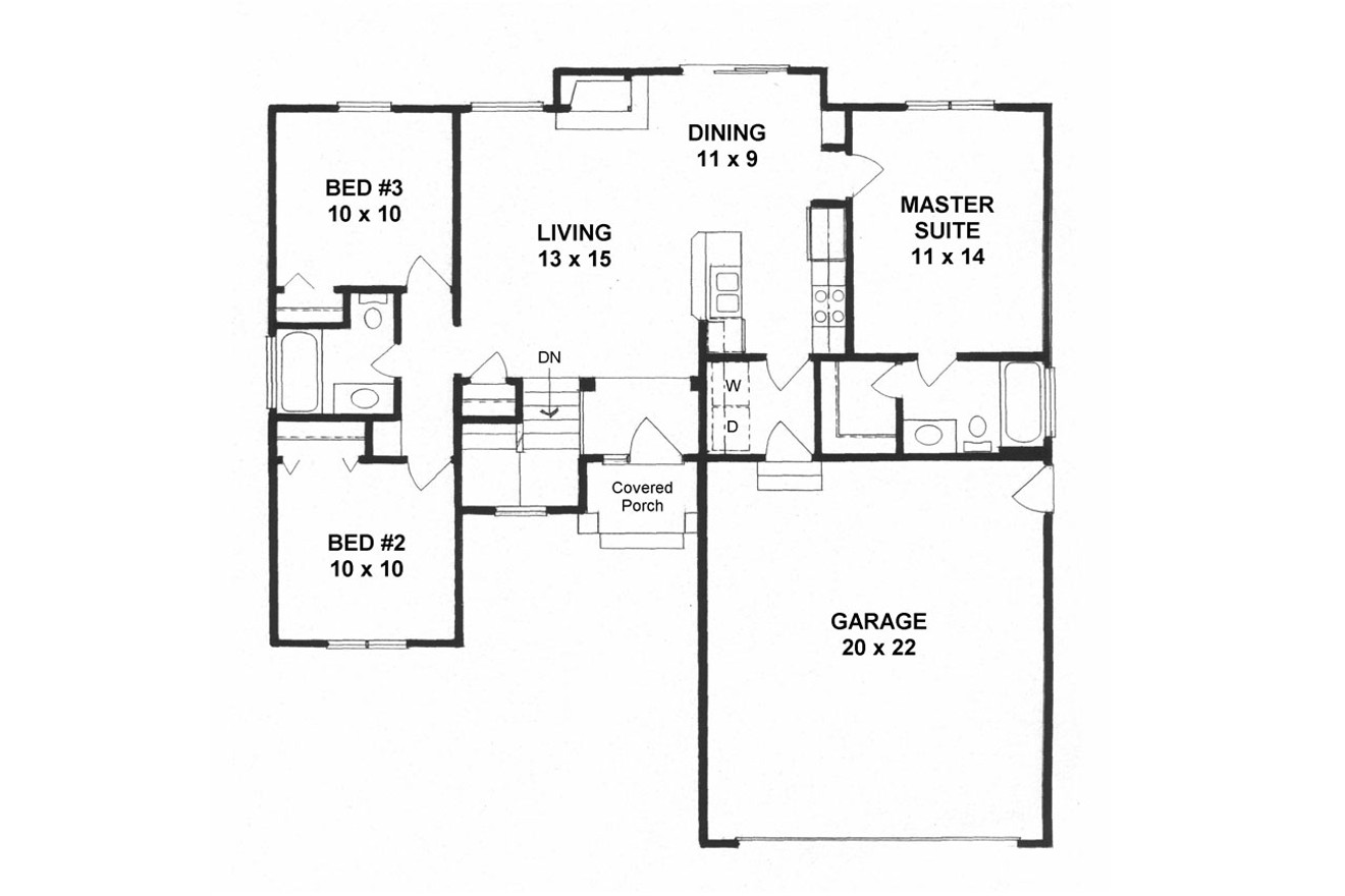 Traditional House Plan - 55603 - 1st Floor Plan