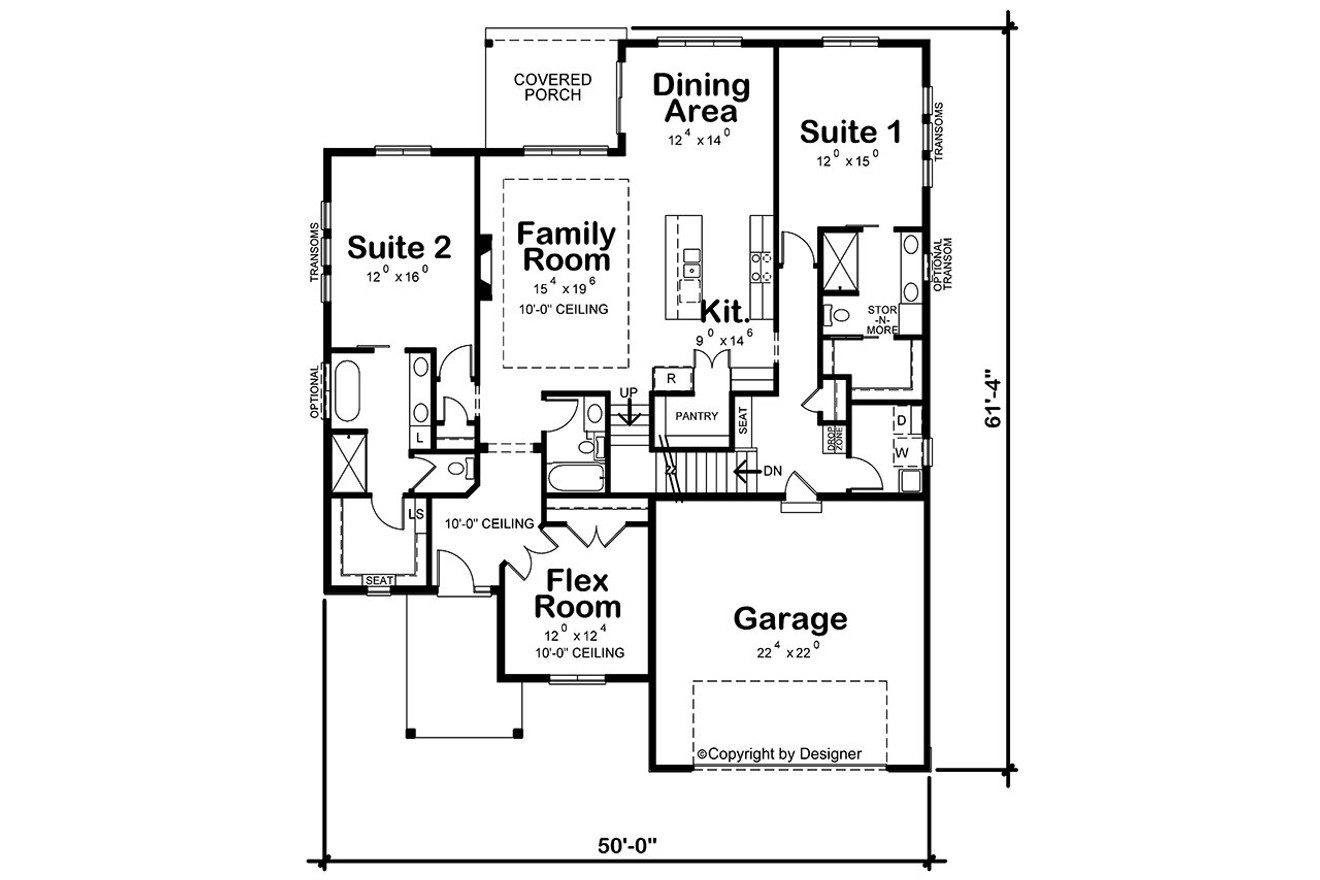 Farmhouse House Plan - Connick Farm 55659 - 1st Floor Plan