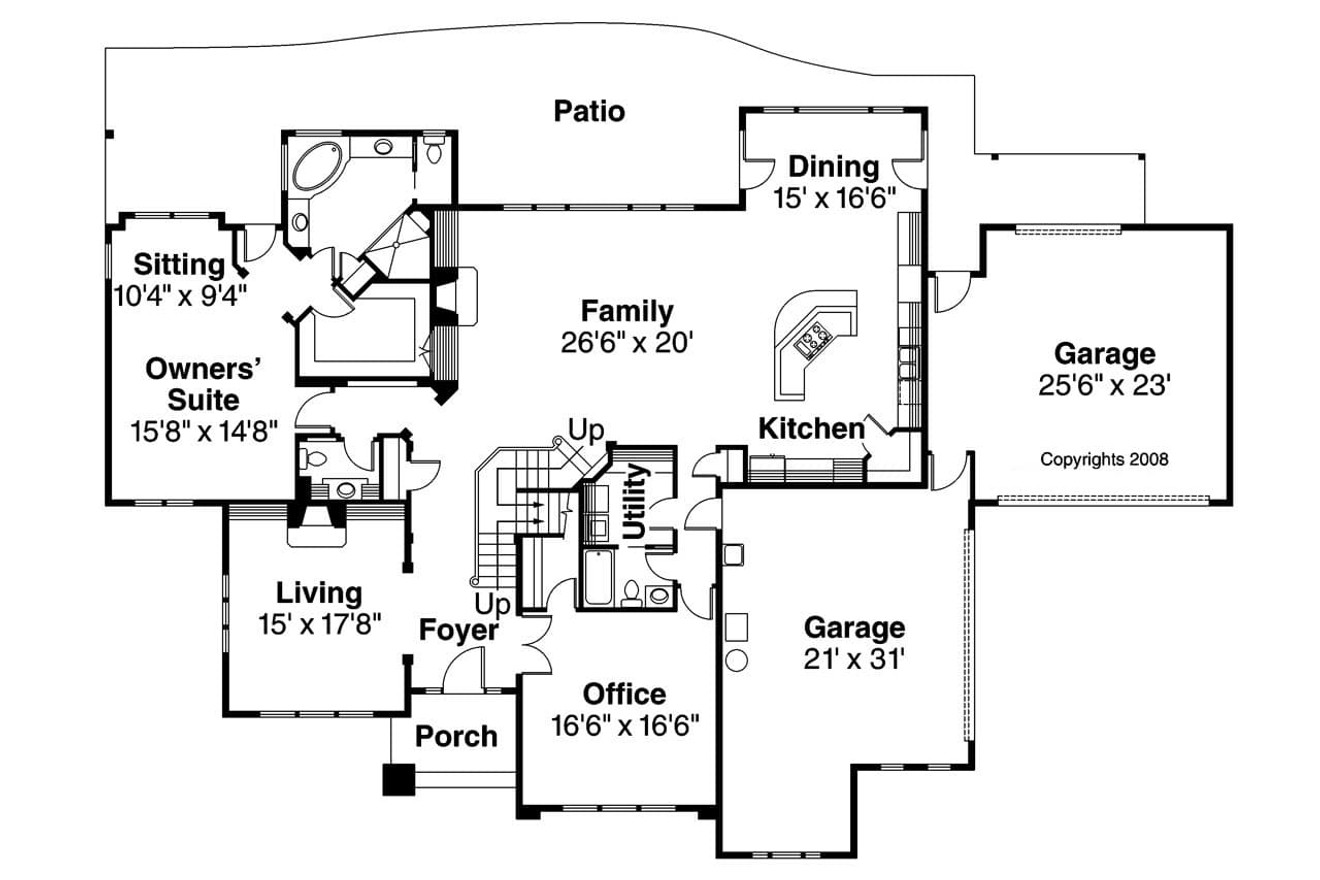 Craftsman House Plan - Bethany 55761 - 1st Floor Plan
