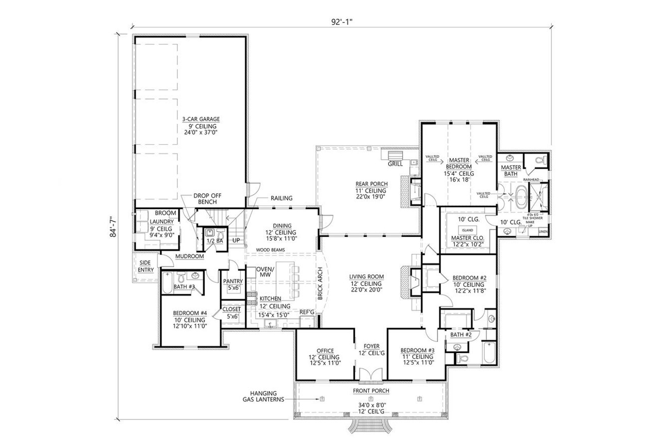 European House Plan - Jasmine 55785 - 1st Floor Plan