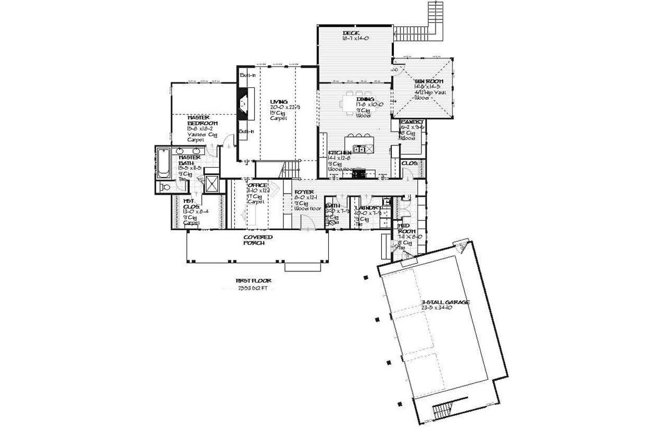 Craftsman House Plan - Crosswinds 55874 - 1st Floor Plan