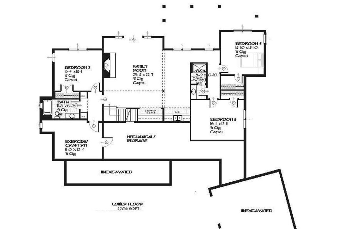 Secondary Image - Craftsman House Plan - Crosswinds 55874 - Basement Floor Plan
