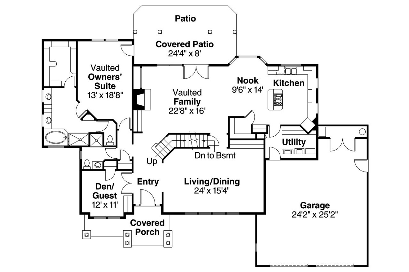 Southern House Plan - Ainsworth 55903 - 1st Floor Plan