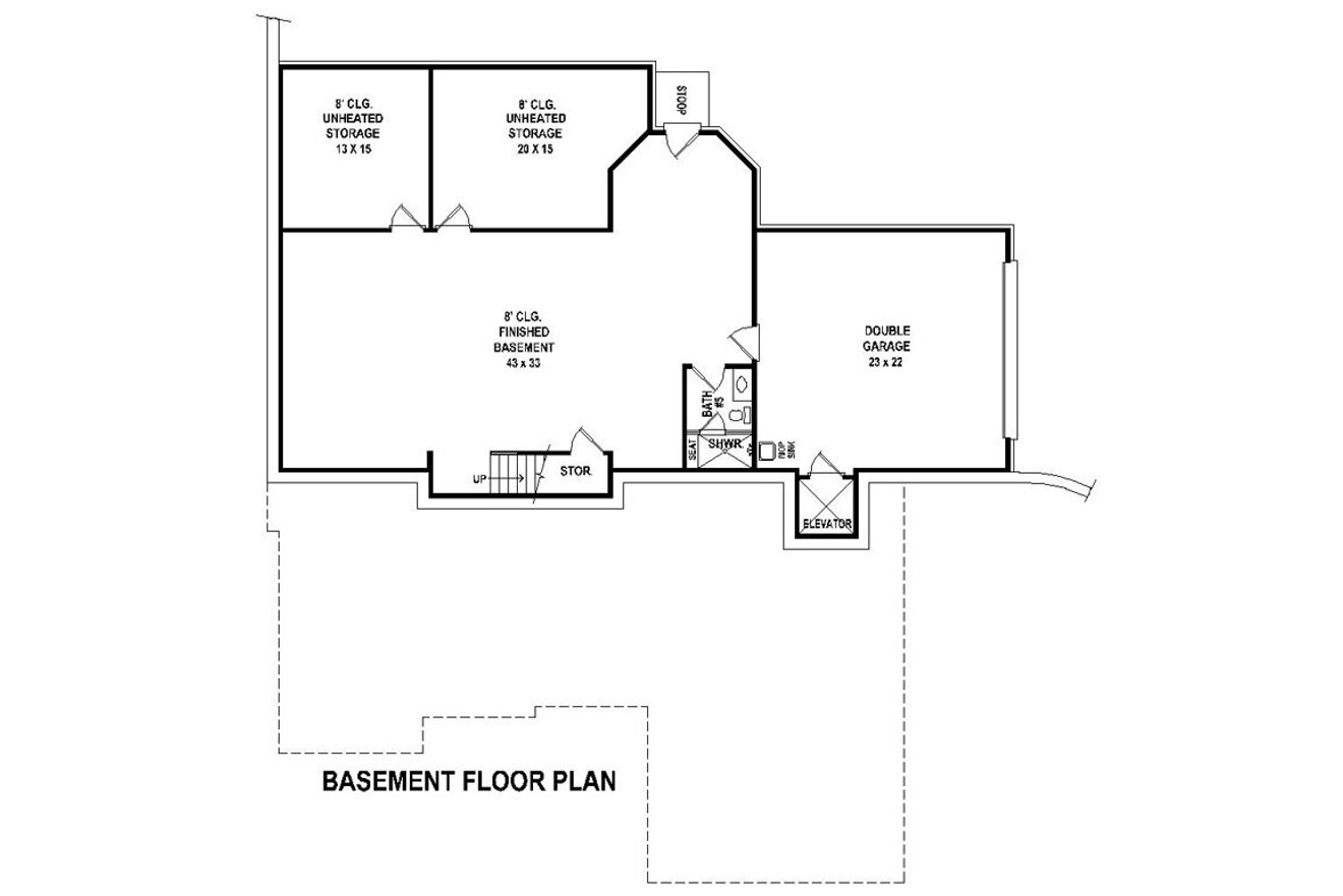 Traditional House Plan - 55924 - Basement Floor Plan