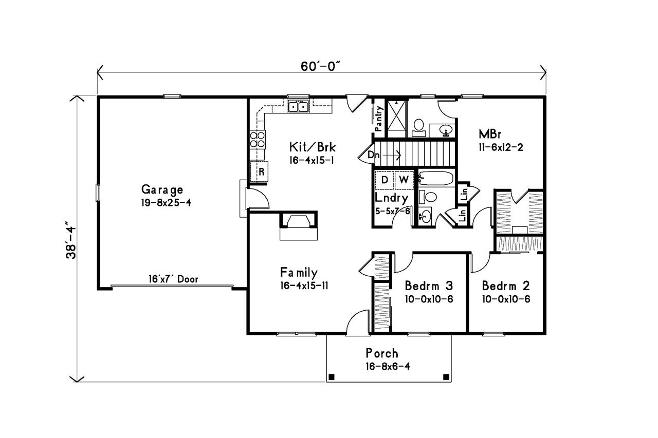 Ranch House Plan - 56132 - 1st Floor Plan