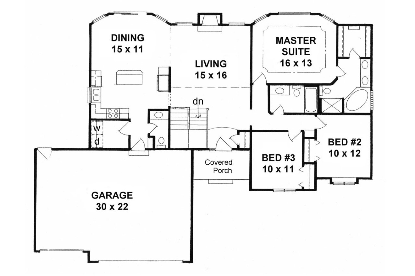 Ranch House Plan - 56342 - 1st Floor Plan