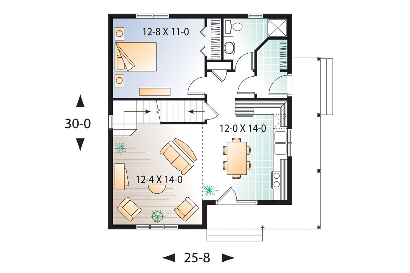 Cottage House Plan - Gaillon 1 56599 - 1st Floor Plan
