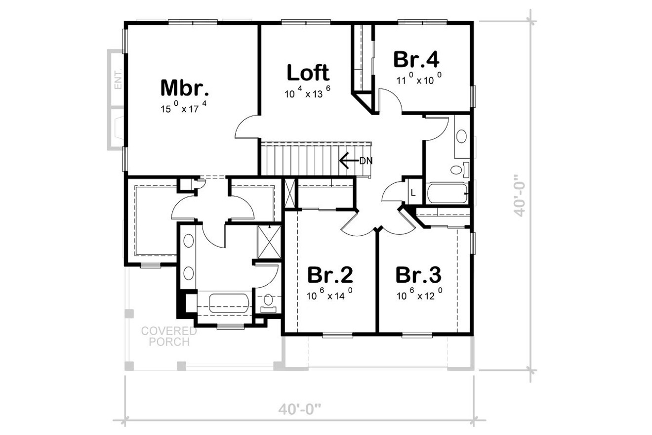 Secondary Image - Craftsman House Plan - Portsmouth 56784 - 2nd Floor Plan