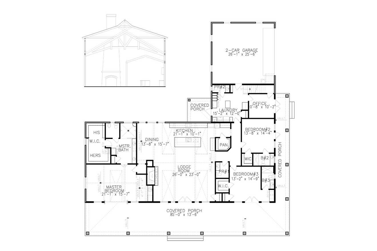 Farmhouse House Plan - Hunter Glenn Cottage A 56804 - 1st Floor Plan