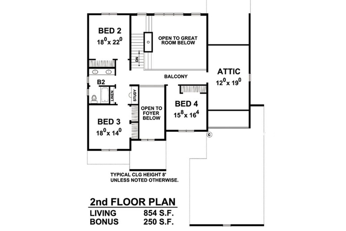 Secondary Image - Craftsman House Plan - Riverbend 57067 - 2nd Floor Plan
