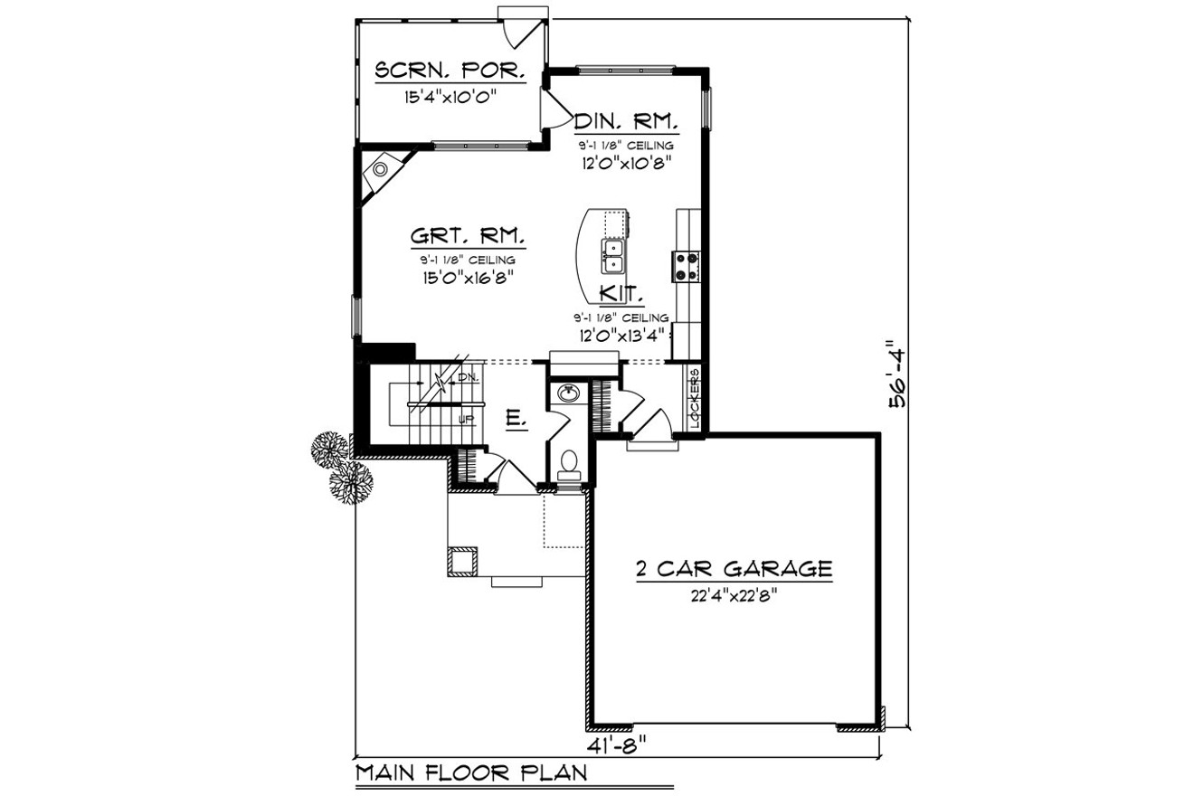 Craftsman House Plan - 57111 - 1st Floor Plan