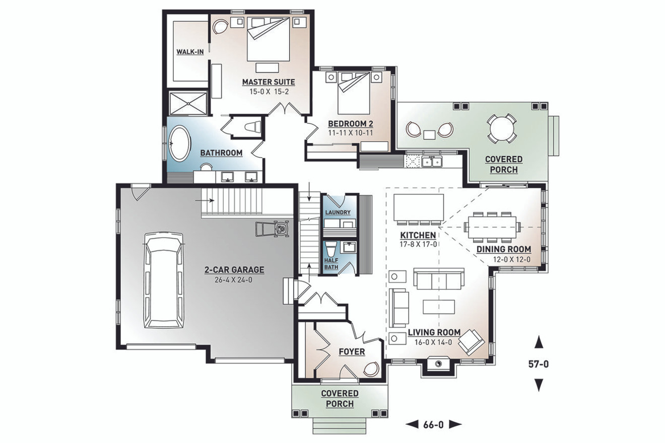 Cottage House Plan - Ashton 57756 - 1st Floor Plan