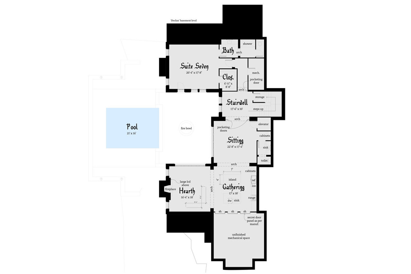 European House Plan - Declan 57862 - Basement Floor Plan