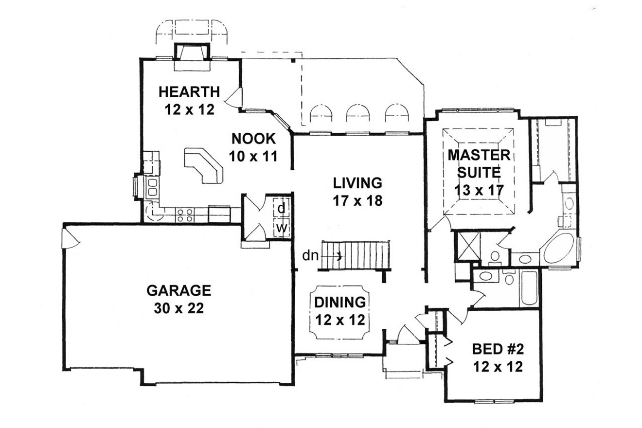 Traditional House Plan - 58182 - 1st Floor Plan