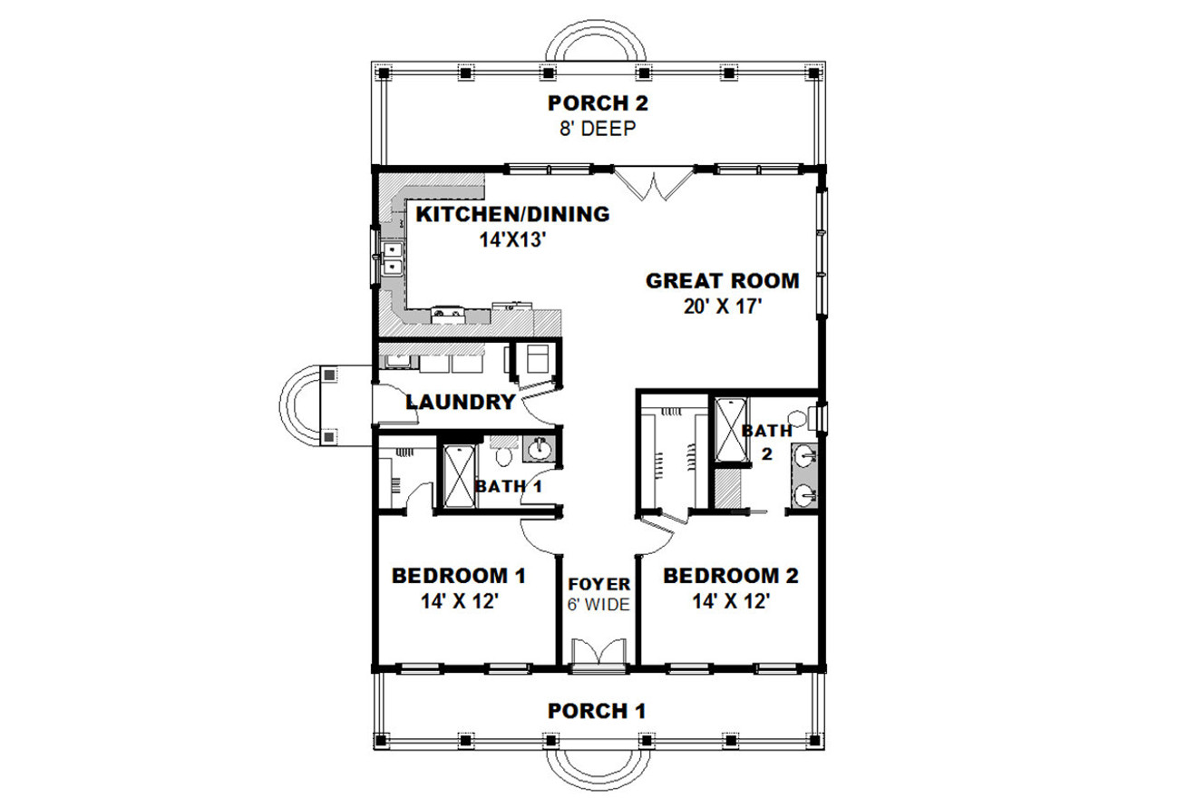 Country House Plan - 58271 - 1st Floor Plan