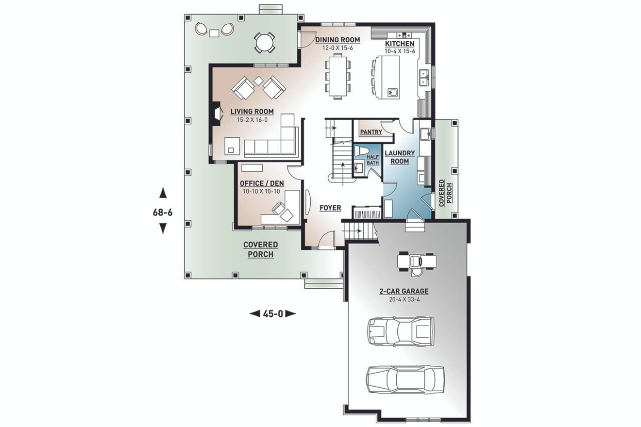 Country House Plan - Turningdale 58508 - 1st Floor Plan