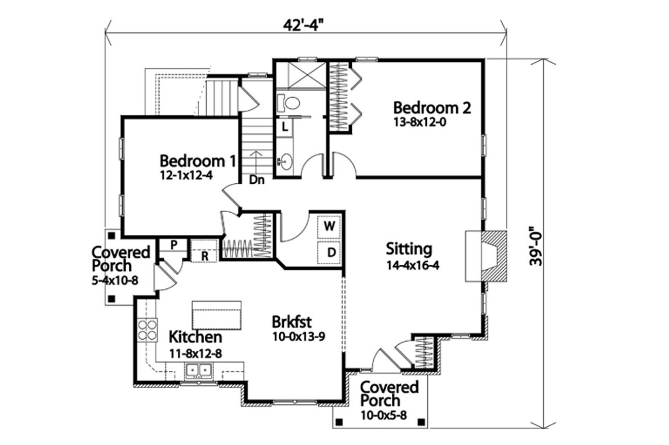 Cottage House Plan - 58710 - 1st Floor Plan