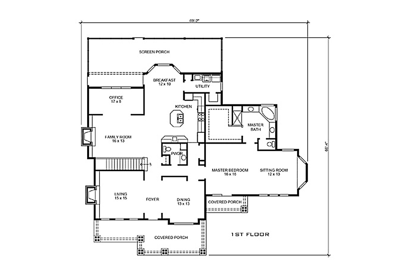 Bungalow House Plan - Boerne 58775 - 1st Floor Plan