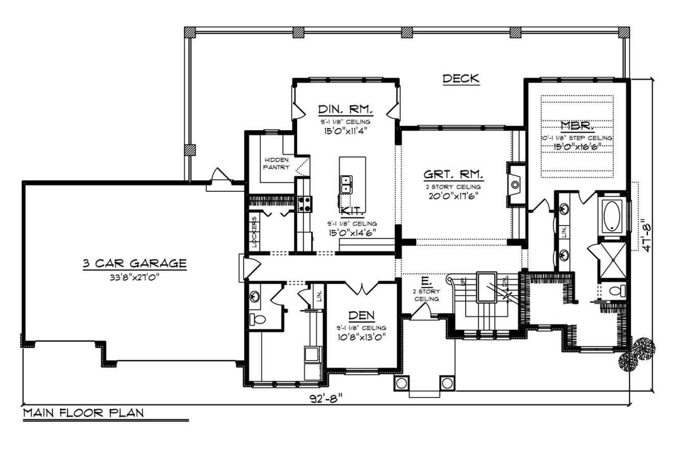 Craftsman House Plan - 58782 - 1st Floor Plan