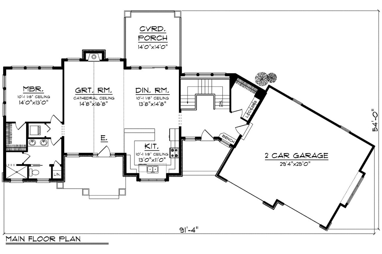 Craftsman House Plan - 58810 - 1st Floor Plan